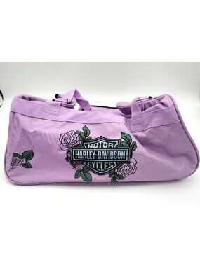 Harley Davidson Light Purple Duffel Bag Rose Logo Travel Gym Overnight Bag